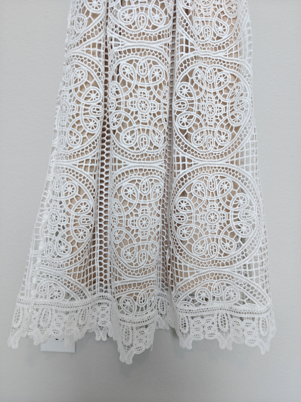 White Lace Backless Maxi Dress with Spaghetti Straps - Picture 7 of 9